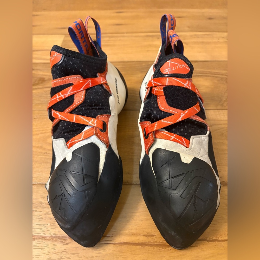 La Sportiva Solution Women’s Climbing Shoes, White/Lily Orange, Size 42